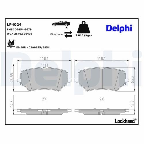 DELPHI Bremsbelagsatz, Scheibenbremse LP4024
