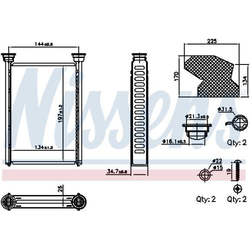 NISSENS W&auml;rmetauscher, Innenraumheizung 707309