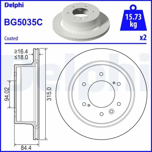 DELPHI Bremsscheibe BG5035C