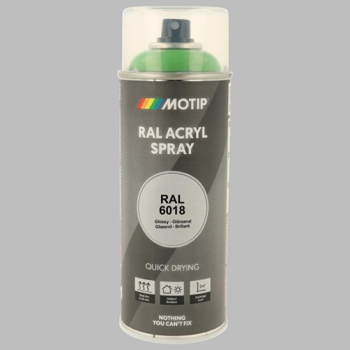 Lackspray Farbe schnell trocknend RAL 6018 gelbgr&uuml;n hochglanz 400ml MOTIP 07127