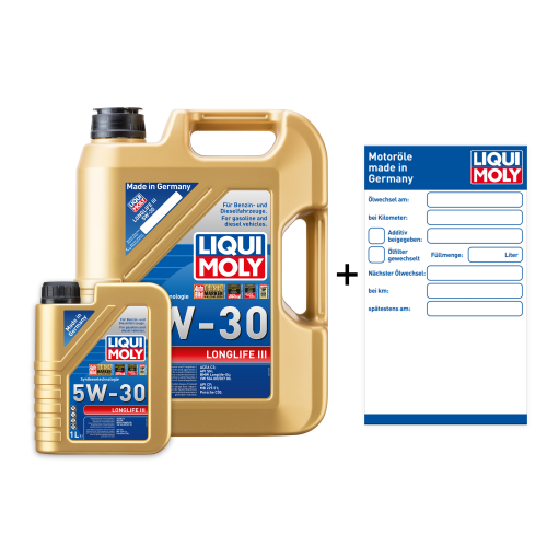 Liqui Moly Longlife III Motor&ouml;l 5W-30 6-Liter, VW 507 00 - 20646+20647+&Ouml;lzettel