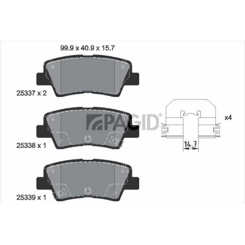 PAGID Bremsbelagsatz, Scheibenbremse T2295N