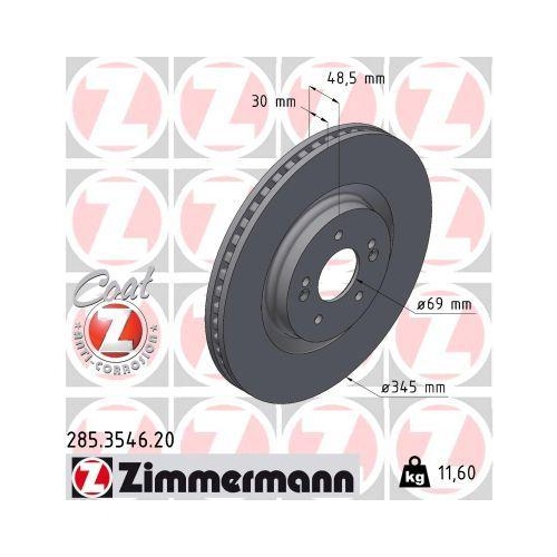 ZIMMERMANN Bremsscheibe COAT Z 285.3546.20