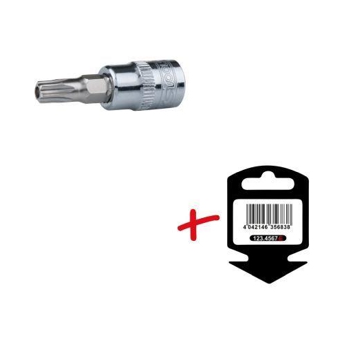 1/4 Zoll CHROMEplus Bit-Stecknuss Torx mit StirnlochbohrungTB8 auf H&auml;nger