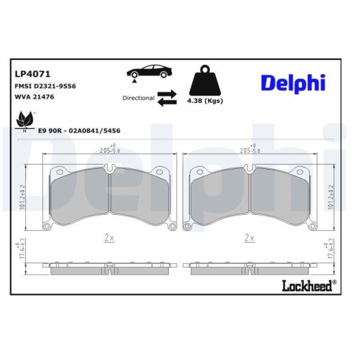 DELPHI Bremsbelagsatz, Scheibenbremse LP4071