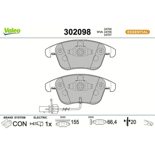 VALEO Bremsbelagsatz, Scheibenbremse ESSENTIAL 302098