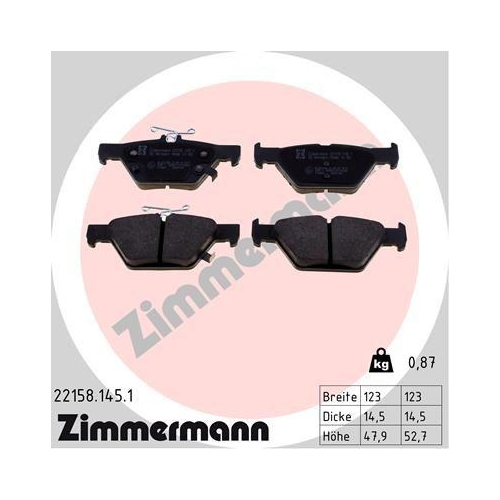 ZIMMERMANN Bremsbelagsatz, Scheibenbremse 22158.145.1