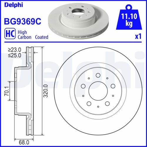 DELPHI Bremsscheibe BG9369C