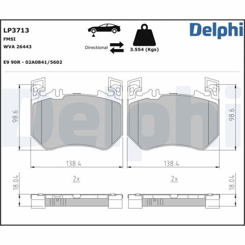DELPHI Bremsbelagsatz, Scheibenbremse LP3713