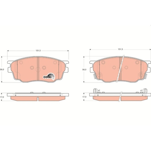 TRW Bremsbelagsatz, Scheibenbremse COTEC GDB3309