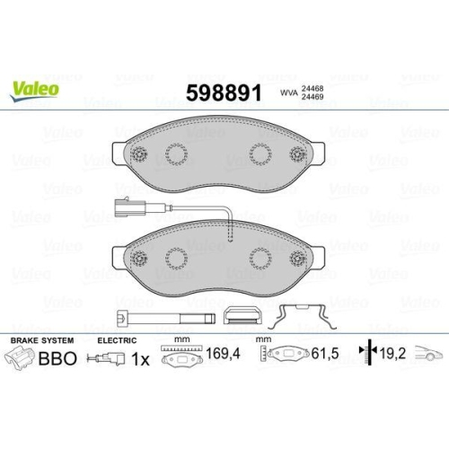 VALEO Bremsbelagsatz, Scheibenbremse 598891