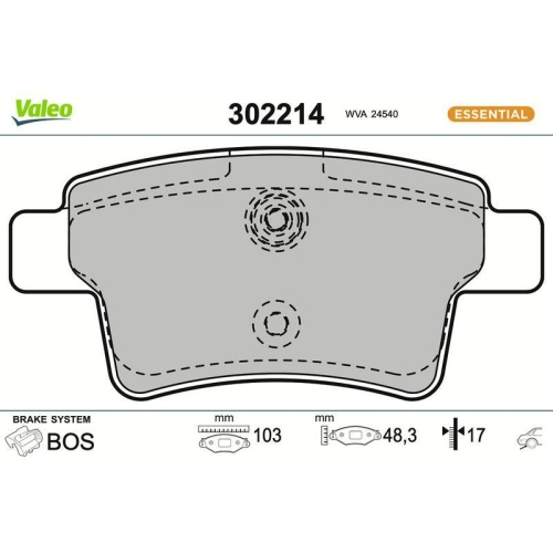VALEO Bremsbelagsatz, Scheibenbremse ESSENTIAL 302214