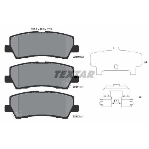 TEXTAR Bremsbelagsatz, Scheibenbremse 2211001