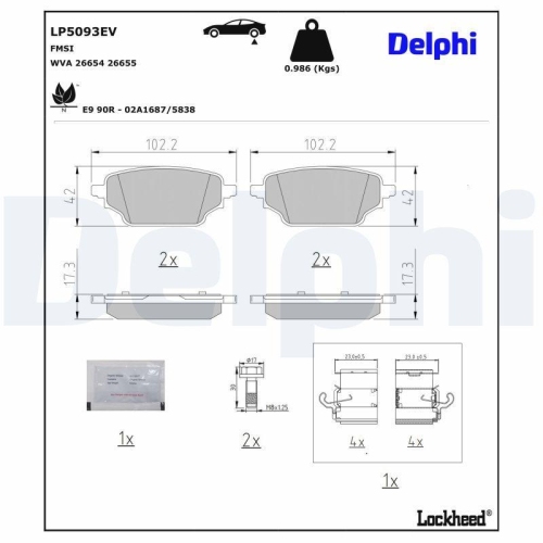DELPHI Bremsbelagsatz, Scheibenbremse LP5093EV