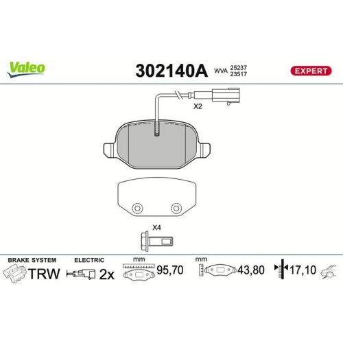 VALEO Bremsbelagsatz, Scheibenbremse EXPERT 302140A