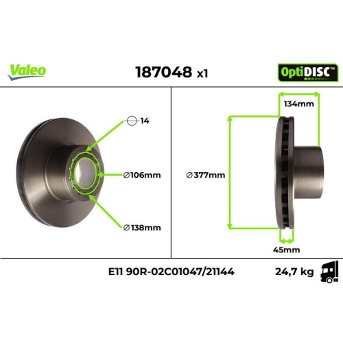VALEO Bremsscheibe OptiDISC 187048