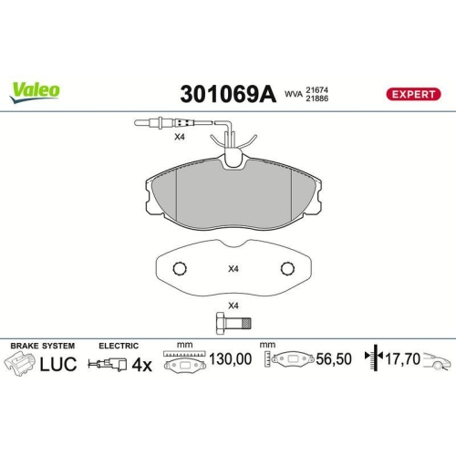 VALEO Bremsbelagsatz, Scheibenbremse EXPERT 301069A
