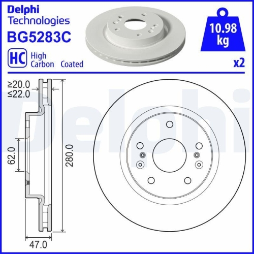DELPHI Bremsscheibe BG5283C