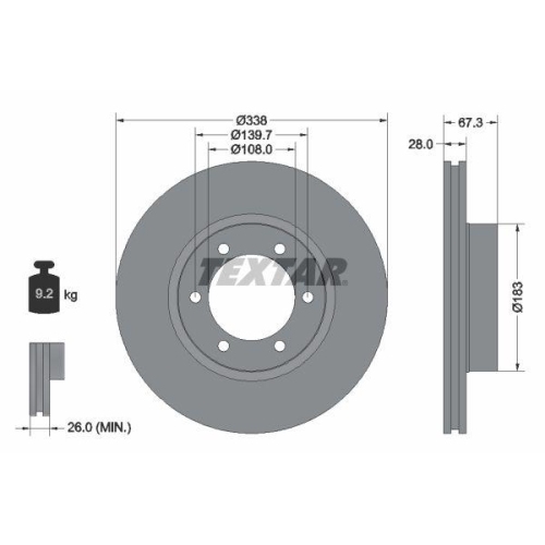 TEXTAR Bremsscheibe PRO 92137303