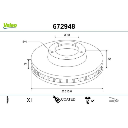 VALEO Bremsscheibe COATED 672948
