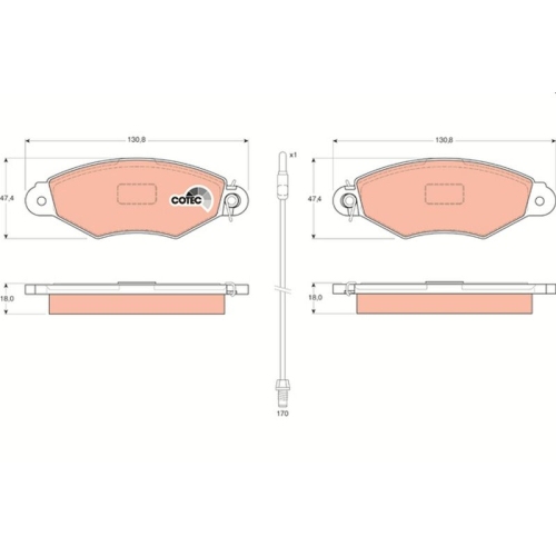 TRW Bremsbelagsatz, Scheibenbremse COTEC GDB1402