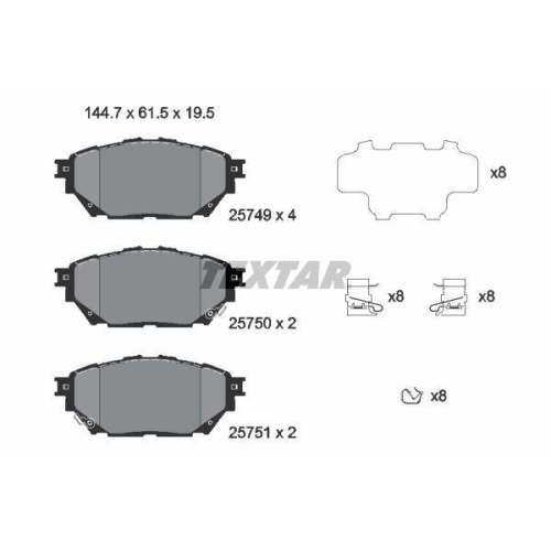 TEXTAR Bremsbelagsatz, Scheibenbremse 2574901