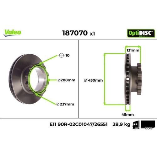 VALEO Bremsscheibe OptiDISC 187070