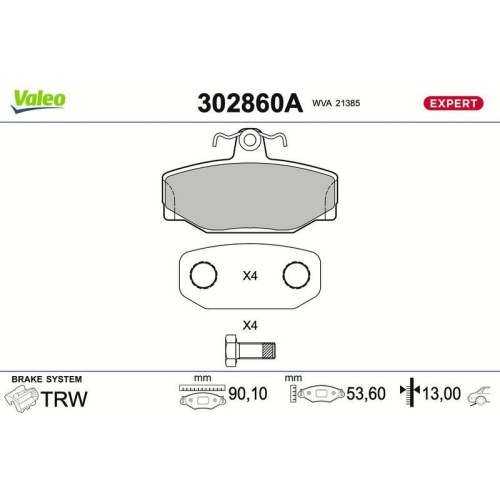 VALEO Bremsbelagsatz, Scheibenbremse EXPERT 302860A