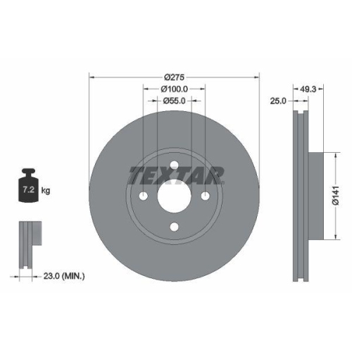 TEXTAR Bremsscheibe PRO 92180303
