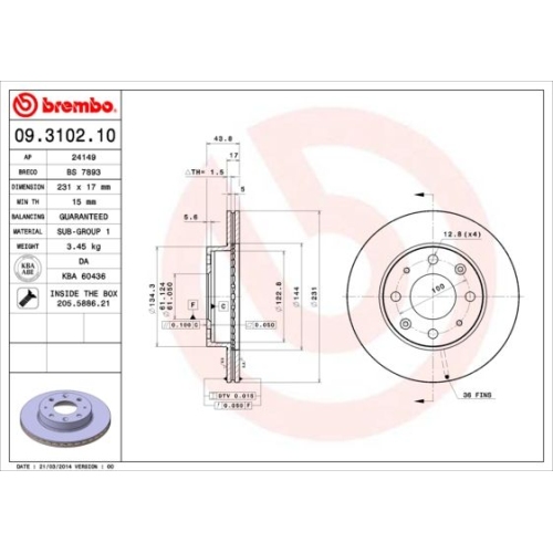 BREMBO Bremsscheibe PRIME LINE 09.3102.10