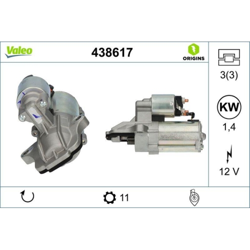 VALEO Starter VALEO ORIGINS - NEW O.E. TECHNOLOGIE 438617