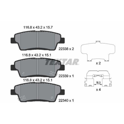 TEXTAR Bremsbelagsatz, Scheibenbremse 2233801