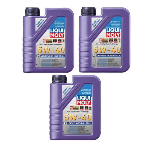 Liqui Moly Motoröl Leichtlauf High Tech, 5W-40, 3 Liter - 3x 3863