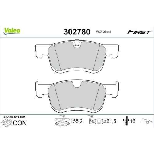 VALEO Bremsbelagsatz, Scheibenbremse FIRST 302780