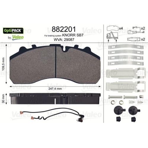 VALEO Bremsbelagsatz, Scheibenbremse OPTIPACK 882201