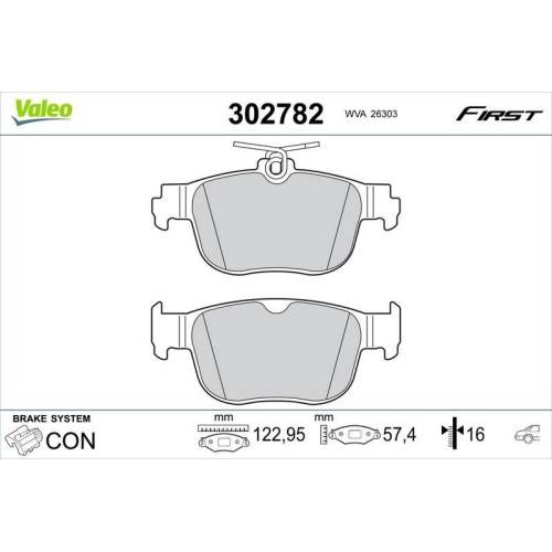 VALEO Bremsbelagsatz, Scheibenbremse FIRST 302782