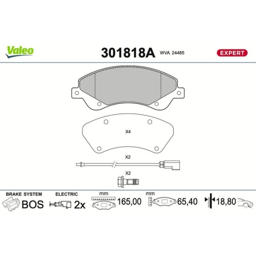 VALEO Bremsbelagsatz, Scheibenbremse EXPERT 301818A