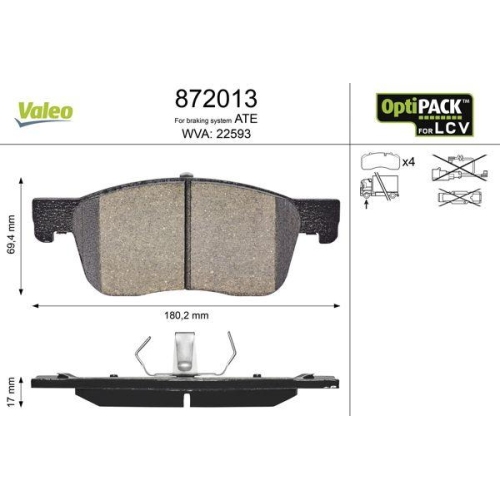 VALEO Bremsbelagsatz, Scheibenbremse OPTIPACK for LCV 872013
