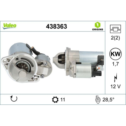 VALEO Starter VALEO ORIGINS NEW OE TECHNOLOGIE 438363