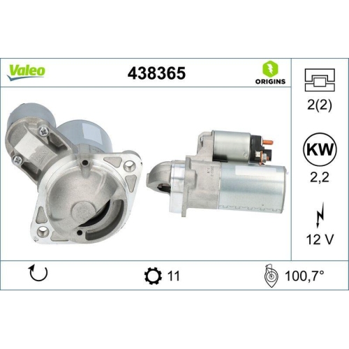 VALEO Starter VALEO ORIGINS NEW OE TECHNOLOGIE 438365