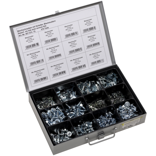 Sortiment Blechschrauben und Blechmuttern 470-teilig, 1 Sortiment, 957 074 75