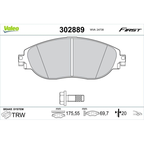 VALEO Bremsbelagsatz, Scheibenbremse FIRST 302889