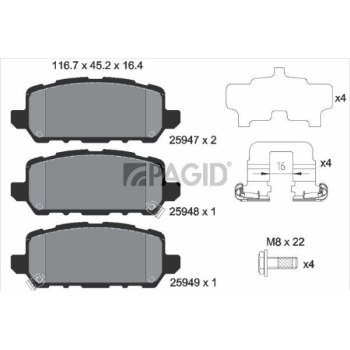 PAGID Bremsbelagsatz, Scheibenbremse T2545N