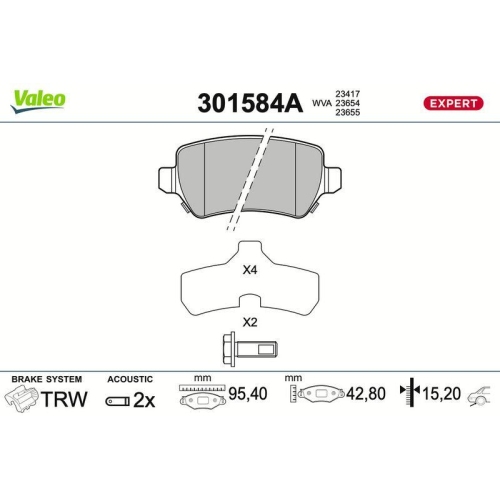 VALEO Bremsbelagsatz, Scheibenbremse EXPERT 301584A