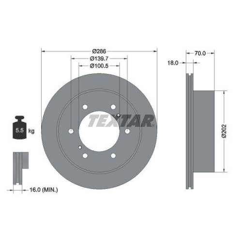 TEXTAR Bremsscheibe PRO 92198303
