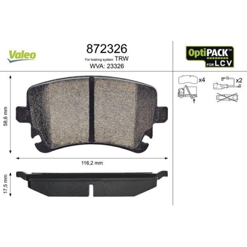 VALEO Bremsbelagsatz, Scheibenbremse OPTIPACK for LCV 872326