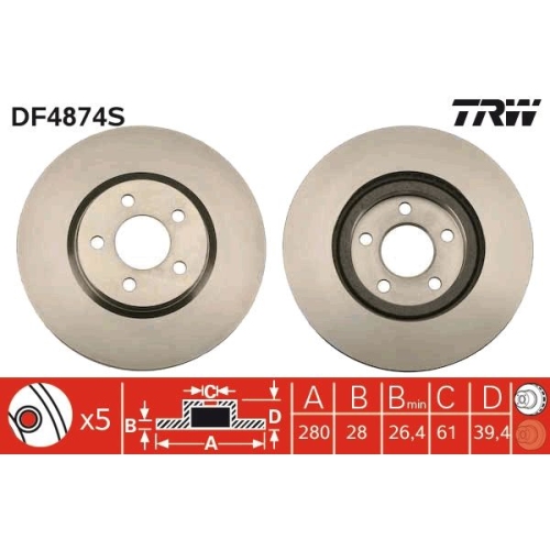 TRW Bremsscheibe DF4874S