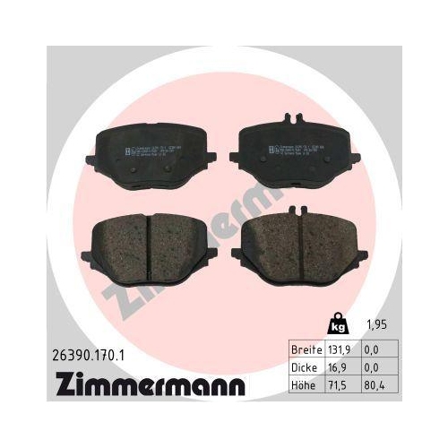 ZIMMERMANN Bremsbelagsatz, Scheibenbremse 26390.170.1