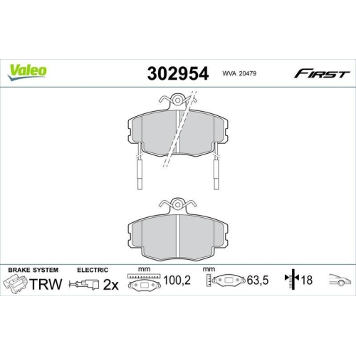 VALEO Bremsbelagsatz, Scheibenbremse FIRST 302954