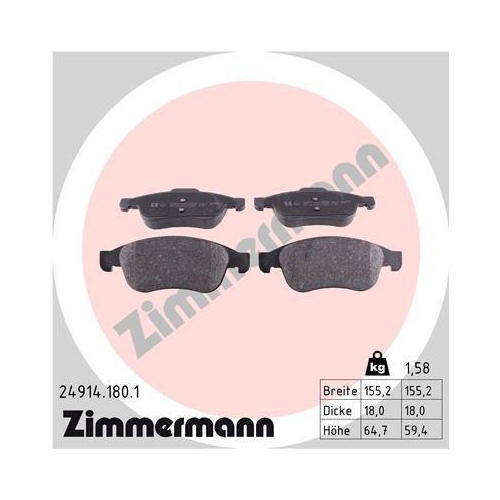 ZIMMERMANN Bremsbelagsatz, Scheibenbremse 24914.180.1
